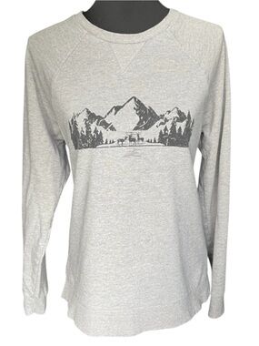 Industry Grey Mountain Scape Crew Neck Lightweight Sweatshirt (M)